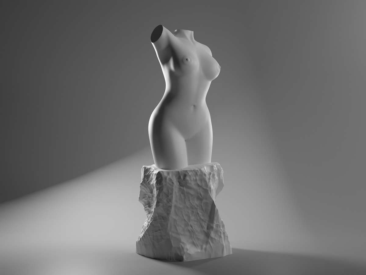 Naked Female Torso Sculpture. Beautiful Women's Figurine. Unique Author's Work.